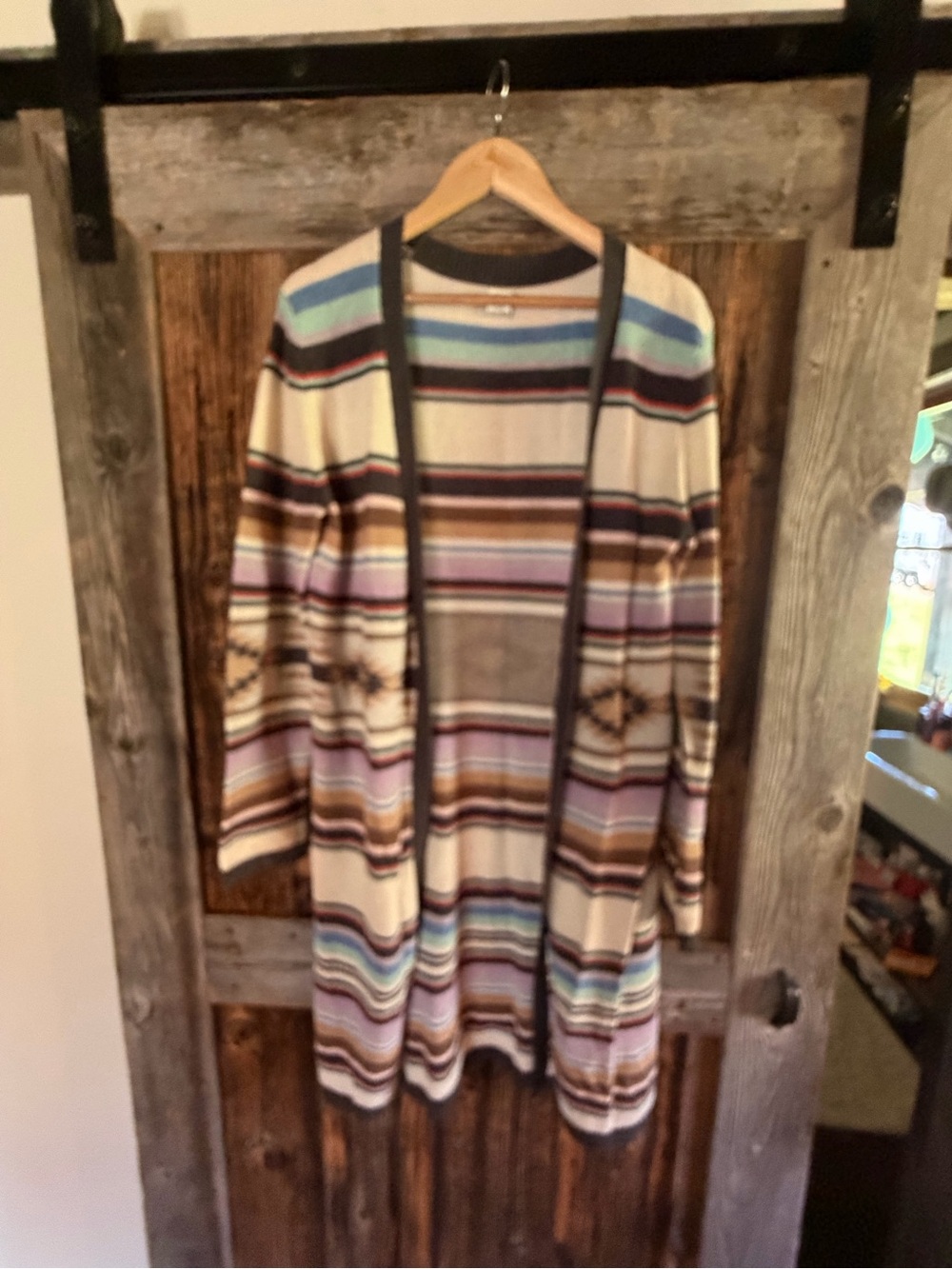 Striped Multi-Color Open Front Women's Sweater Cardigan